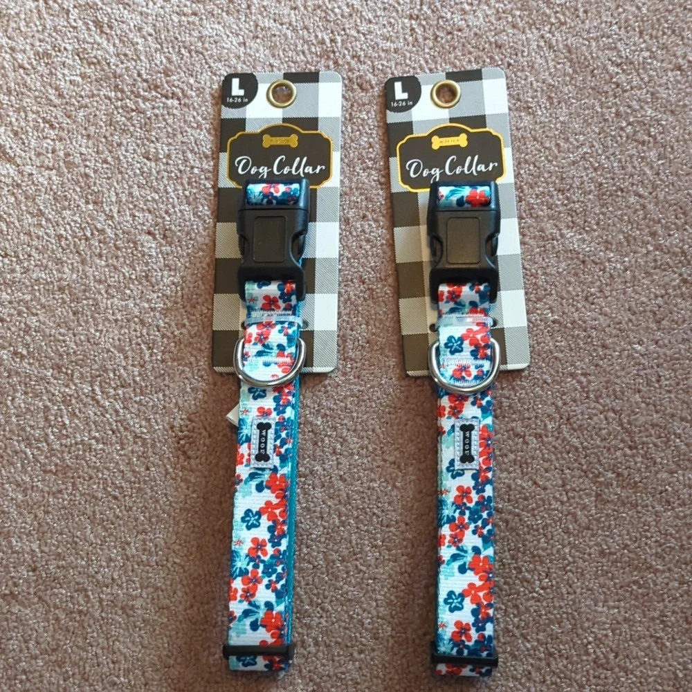 Floral Dog Collar for DOGS - Red& Blue 16-26